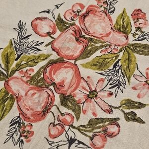 Vintage Floral Linen Tablecloth